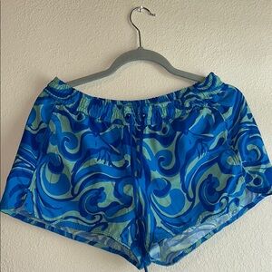 Lilly Pulitzer Luxletic Shorts Blue and Green Vibrant Design